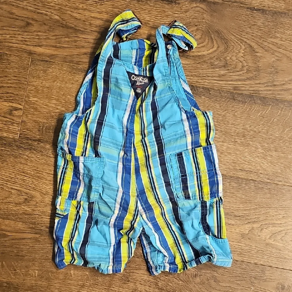 OshKosh B'gosh Overalls Vibrant Striped  Shorts Carpenters 24 Months Boy Girl